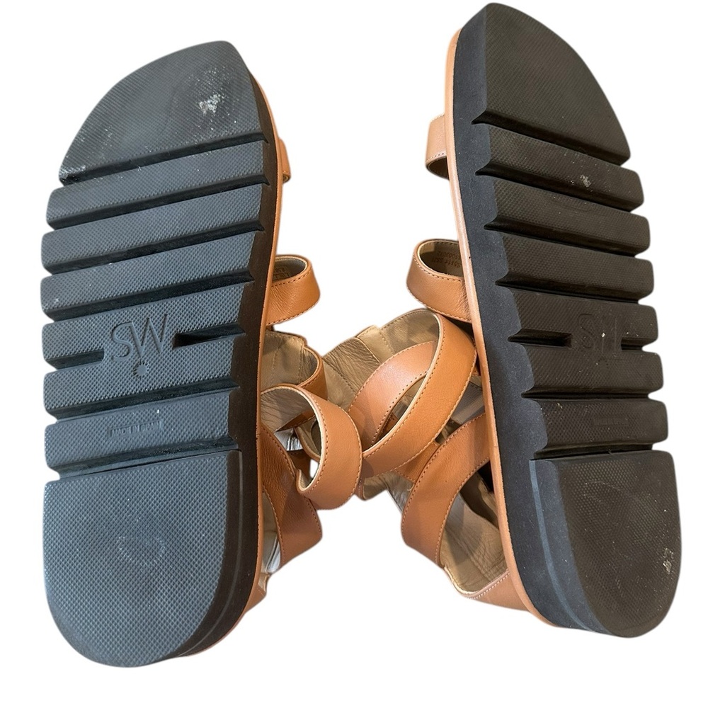 Stuart Weitzman Gala Lift Gladiator Back Zip Sandals Tan 8.5 - Picture 7 of 13